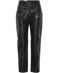 Stella McCartney Pantalon droit en cuir synthétique - Noir