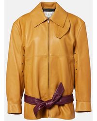 Saint Laurent - Belted Leather Jacket - Lyst