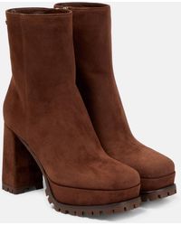 Gianvito Rossi - Harlem Suede Platform Ankle Boots - Lyst