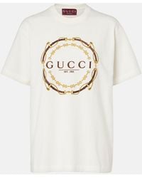 Gucci - Logo Embroidered Cotton Jersey T-Shirt - Lyst