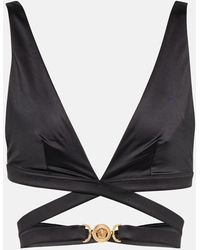 Versace - Top de bikini con aplique del logo - Lyst