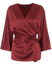 Max Mara Leisure Aeroso Satin Wrap Blouse - Red