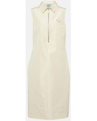 Prada - Half-Zip Silk-Blend Midi Dress - Lyst