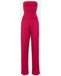 Alaïa - Strapless Pleated Knitted Jumpsuit - Lyst