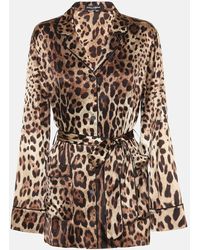 Dolce & Gabbana - Leopard-print Stretch-silk Satin Top - Lyst