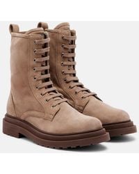 Brunello Cucinelli - Suede Lace-Up Boots - Lyst