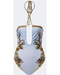 La DoubleJ - Printed Halterneck Swimsuit - Lyst