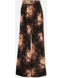 Zimmermann - Illustration Floral-Print Silk Trousers - Lyst