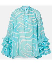 PUCCI - Marmo Ruffled Cotton Blouse - Lyst