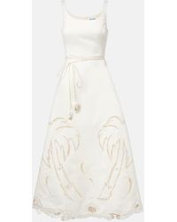 LEO LIN - Besticktes Midikleid Palm - Lyst