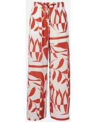 Max Mara - Voto Printed Silk Wide-Leg Pants - Lyst