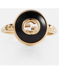 Gucci - Ring Interlocking G Aus 18Kt Gelbgold Mit Diamanten Und Onyx - Lyst