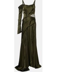 Blumarine - Asymmetric Lace-Trimmed Satin Gown - Lyst