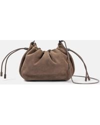Brunello Cucinelli - Schultertasche Softy Small Aus Veloursleder - Lyst