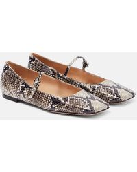 Gianvito Rossi - Christina Snake-effect Leather Ballet Flats - Lyst