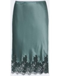 Doen - Elowette Lace-Trimmed Silk Satin Midi Skirt - Lyst