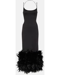 The Attico - Feather-trimmed Jersey Maxi Dress - Lyst