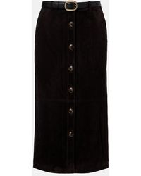 Self-Portrait - Suede Midi Skirt - Lyst