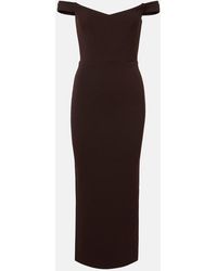 Alex Perry - Off-Shoulder Crepe Midi Dress - Lyst