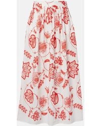 Eres - Calie Embroidered Cotton-Blend Midi Skirt - Lyst