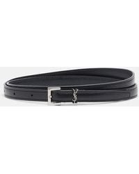 Saint Laurent - Cassandre Leather Belt - Lyst