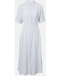 Velvet - Saron Striped Cotton And Linen Shirt Dress - Lyst