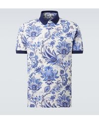 Etro - Floral Cotton Pique Polo Shirt - Lyst