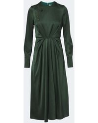 Erdem - Floral-Applique Satin Seersucker Midi Dress - Lyst