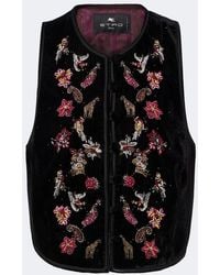 Etro - Beaded Velvet Vest - Lyst