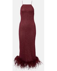 Oséree - Lumiere Feather-Trimmed Midi Dress - Lyst