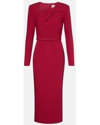 Roland Mouret - Belted Crepe Midi Dress - Lyst