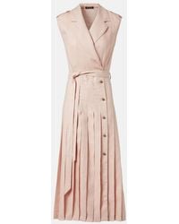 Loro Piana - Bryce Pleated Linen Midi Dress - Lyst