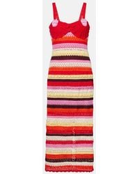 FARM Rio - Vestido Midi De Croche A Rayas - Lyst
