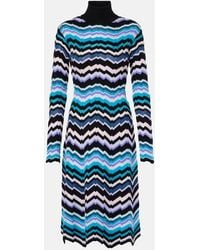 Missoni - Zigzag Knitted Turtleneck Midi Dress - Lyst