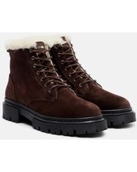 STAUD - Henry Shearling-Lined Suede Combat Boots - Lyst