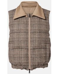 Brunello Cucinelli - Checked Leather-Trimmed Down Vest - Lyst
