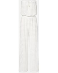Melissa Odabash - Viv Sheer Pointelle Cotton-Blend Jumpsuit - Lyst