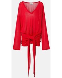 The Attico - Gathered Open-Knit Minidress - Lyst
