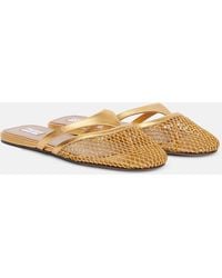 Alaïa - Infradito Leather And Fishnet Mules - Lyst