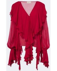 Blumarine - Ruffled Crepe Blouse - Lyst