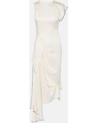 Victoria Beckham - Gathered Draped Satin Midi Dress - Lyst
