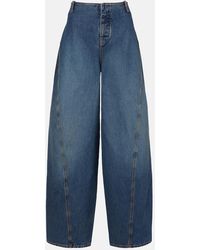 Alaïa - Mid-Rise Barrel-Leg Jeans - Lyst