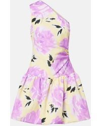Patou - Floral Gathered One-Shoulder Faille Minidress - Lyst
