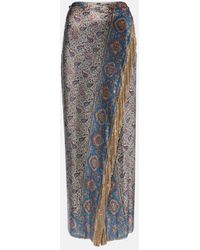 Rabanne - Fringed Paisley Aluminum Mesh Maxi Skirt - Lyst