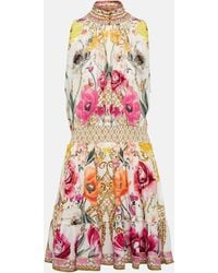 Camilla - Floral Embellished Silk Minidress - Lyst