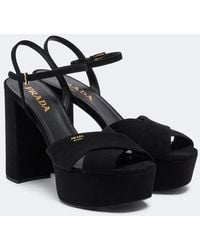 Prada - Suede Platform Sandals - Lyst