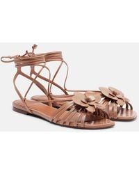 Zimmermann - Orchid Floral-Applique Leather Sandals - Lyst