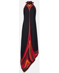 PUCCI - Fari Asymmetric Silk Twill Midi Dress - Lyst