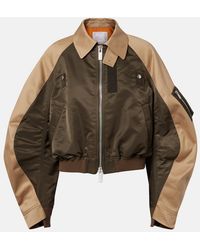 Sacai - Cropped Cotton Chino And Twill Blouson Jacket - Lyst