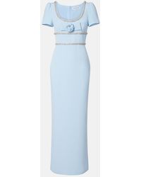 Self-Portrait - Floral-Applique Crepe Maxi Dress - Lyst